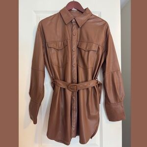 Zara Faux Leather Shirt With Belt